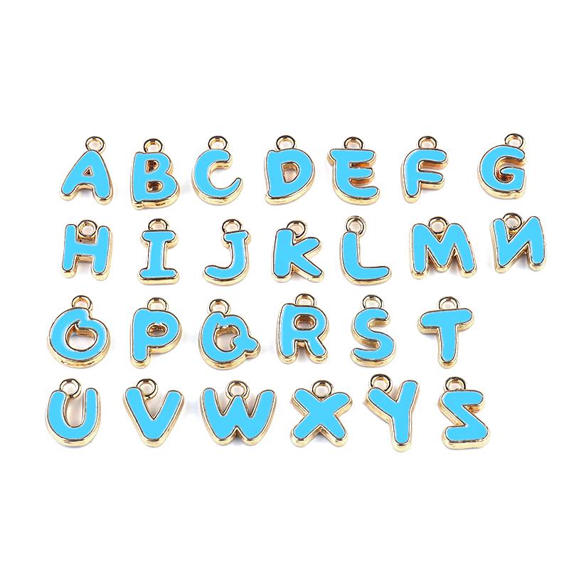 26pcs/lot Letter Charms Bulk Enamel Charms For Jewelry Making Alphabet Initial Letter Pendant DIY Bracelet Necklace Accessories