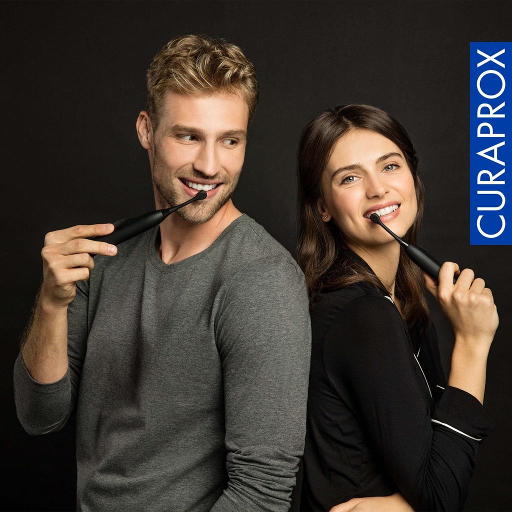 Curaprox Sonic Electric Toothbrush Black is White is Replacement Brush Heads (Black White) (2-pack)