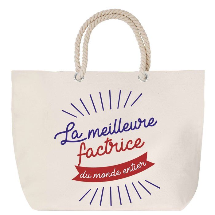 Sac de plage - PLANETEE - Factrice Meilleure du Monde Entier - Anse corde - Grand format - Personnalisé
