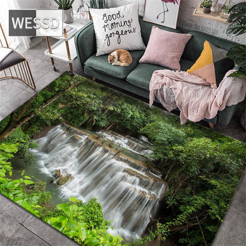 

Пейзаж Килим для вітальні Великий 3D-водоспад Журнальний столик Килимок Протиковзка губка Килимок для відпочинку Декоративний килимок для підлоги 120x180cm 1pcs