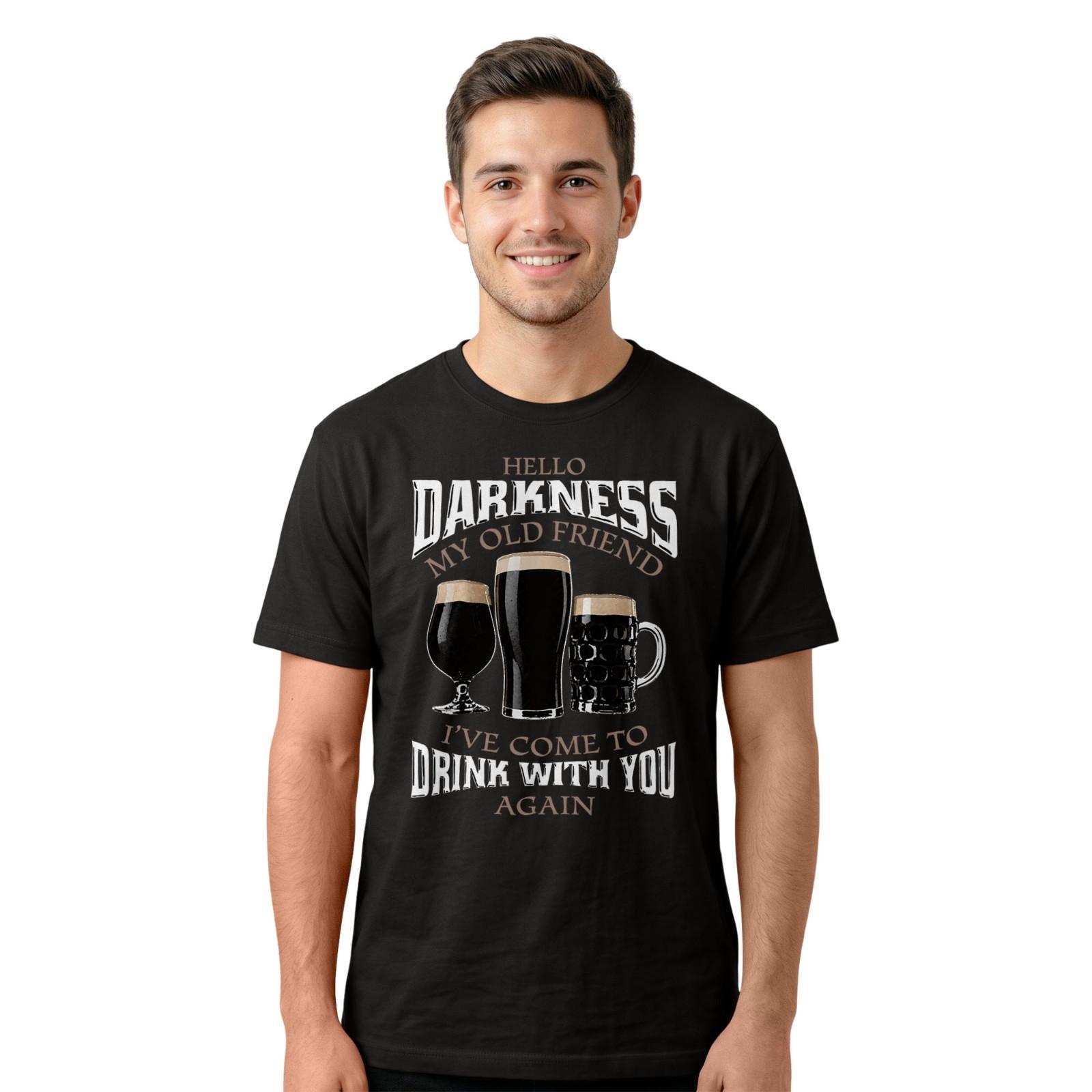 Hello Darkness My Old Friend T-Shirt | Funny Beer Drinking Beer Lovers Tee S разноцветный