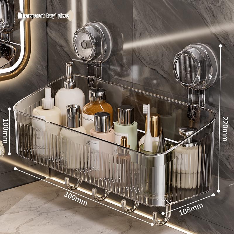 Raft de depozitare cu ventuză fără găurire, montat pe perete, pentru articole de toaletă și cosmetice de baie