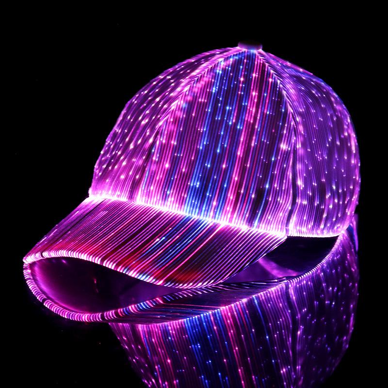 Multicolor LED Fiber Optic Light-Up Party Hat Visor Baseball Cap Christmas Gift