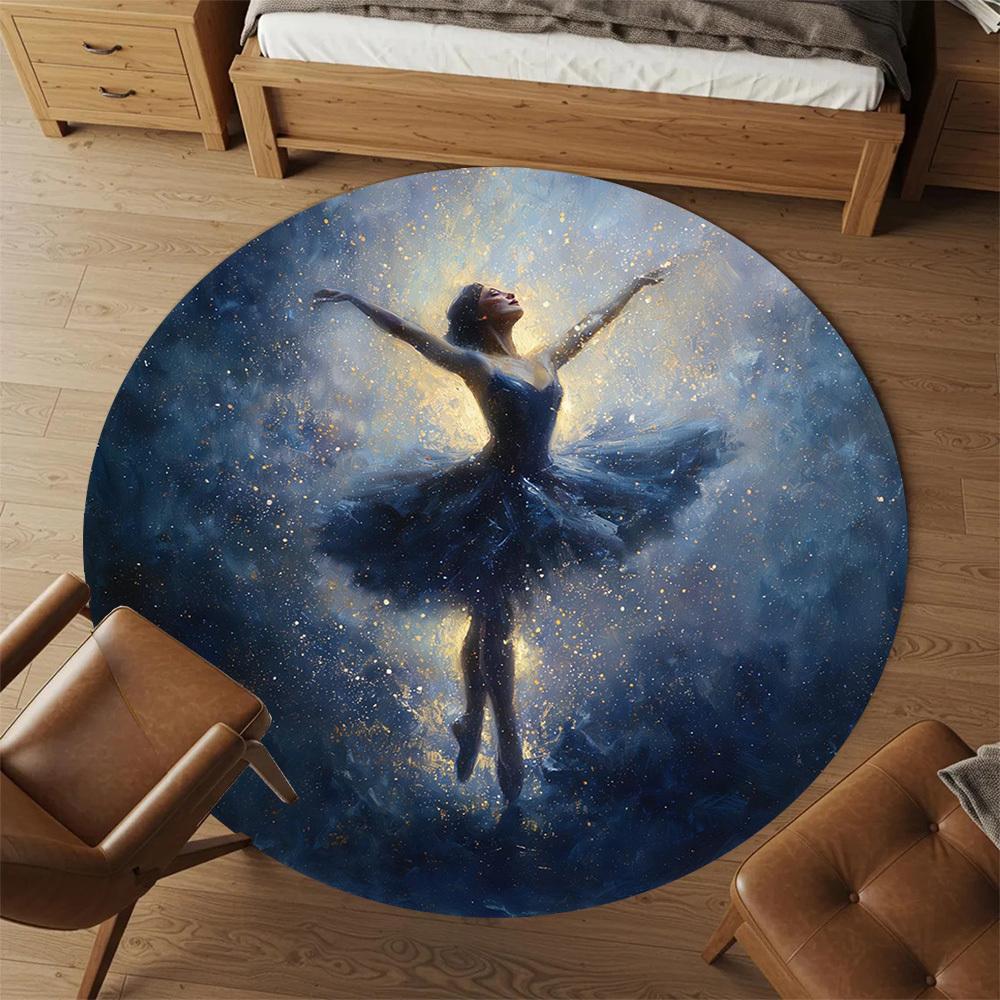 1pc Dancer Galaxy Round Chair mat office Area Rug - Non-Slip, Floor Mat for Office, Bedroom, Ideal home decor gift c0112120