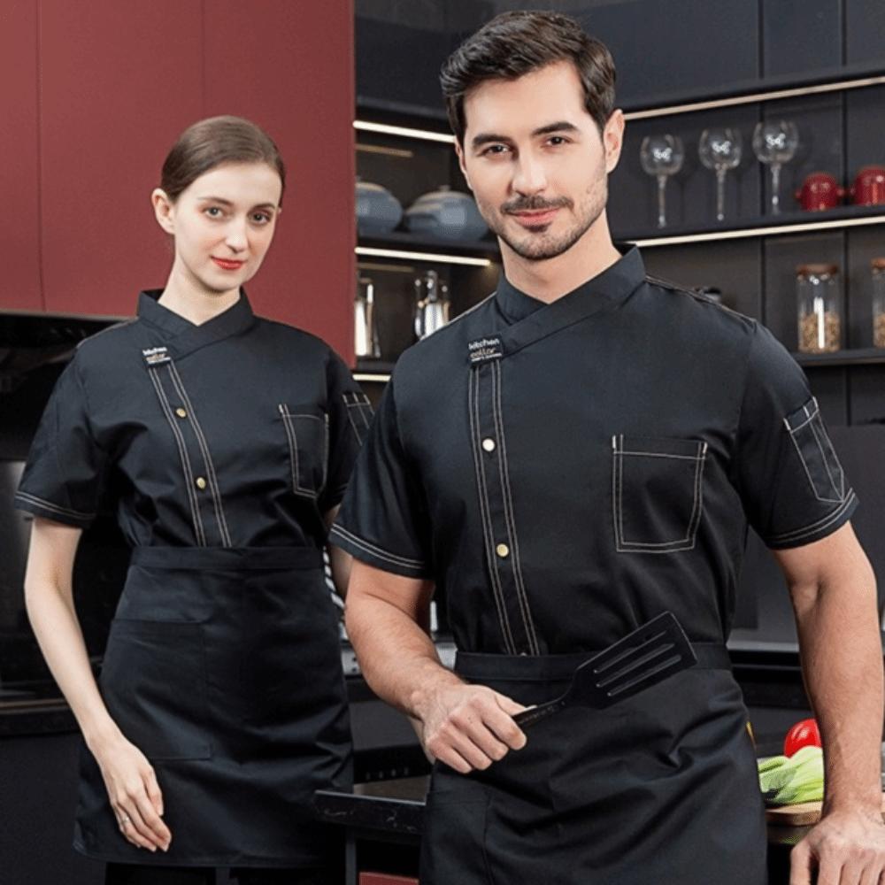 Short-sleeved Chef Uniform Thickened Kitchen Cook Shirts Portable Chef Jacket Restaurant