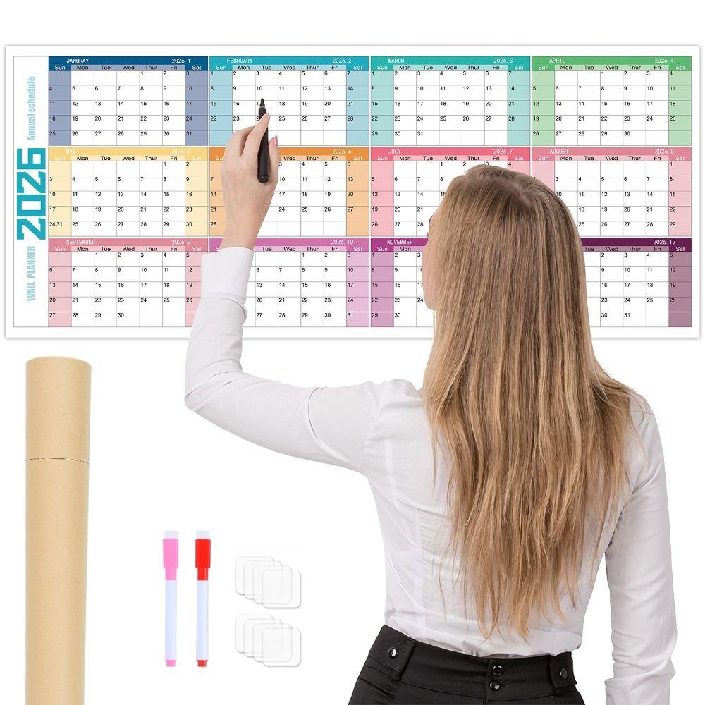 Colorful Large Size Calendar 42x100cm 12 Month Calendar Durable Monthly Planner Calendar  Home Use