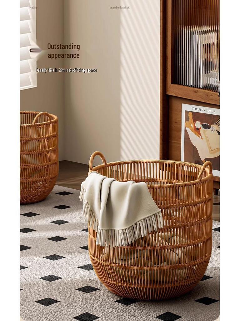 Waterproof Imitation Rattan Laundry Hamper - Large Capacity for Bathroom or Bedroom