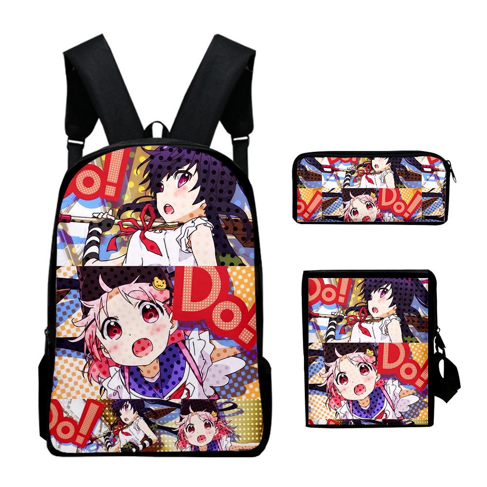 Classic Novelty School-Live 3D Print 3pcs/Set Pupil School Bags Laptop Daypack Backpack Inclined Shoulder Bag Pencil Case