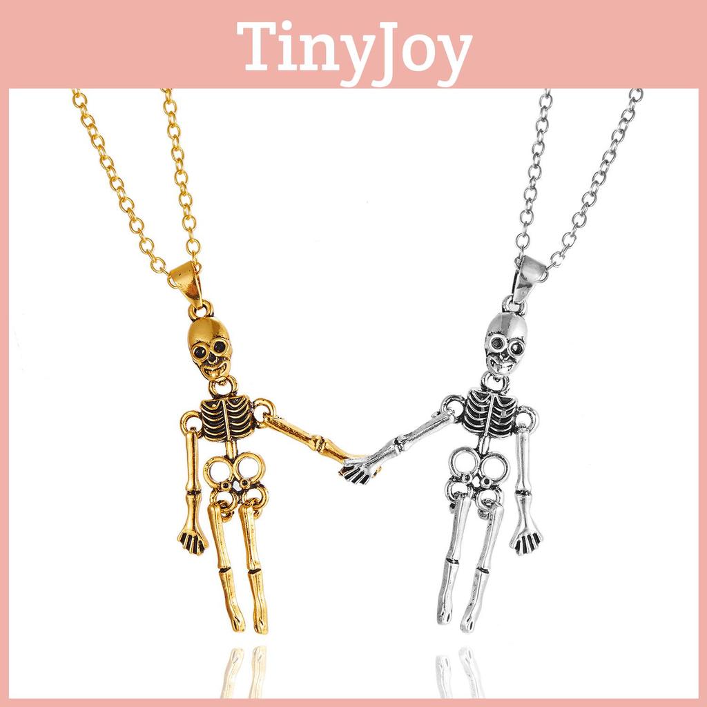 Gothic Skull Pendant Necklace For Couples With Alloy Chain And Magnetic Clasp