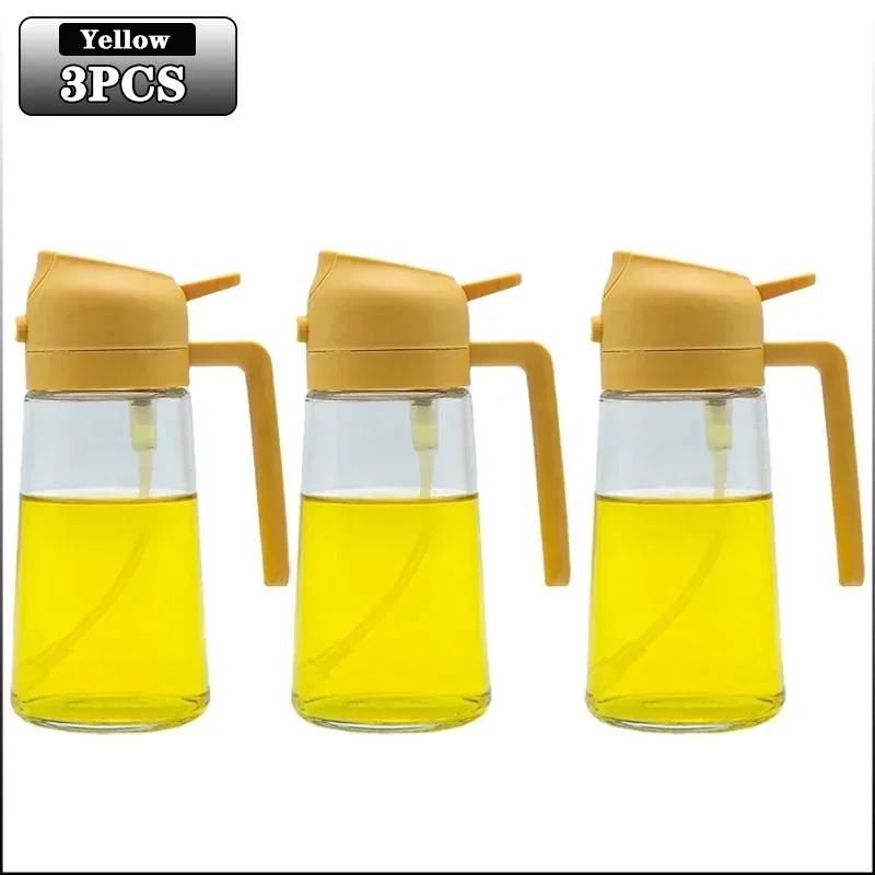 1/3pcs Glass Oil Spray Bottle With Pour Spout Nozzle Olive Dispenser Dual-purpose Camping Bbq Baking Soy Sauce Oven Picnic Tool