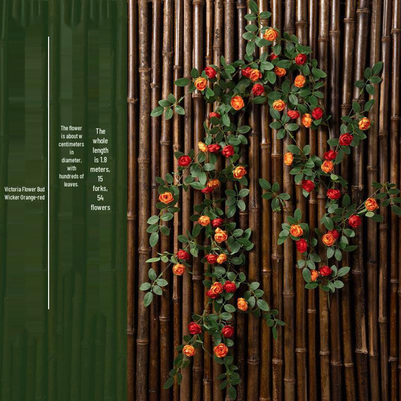 Rose Vine Artificial Flower Decor for Air Conditioner Pipes or Balcony Railings