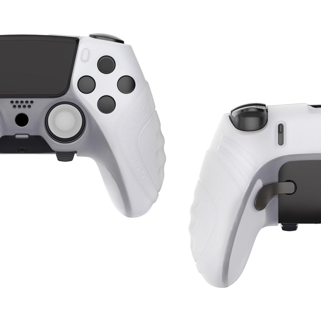 PlayVital silicone cover case for PS5 Edge soft rubber protector skin for PS5 Edge wireless includes thumb grip Edition Clear non-slip controller,