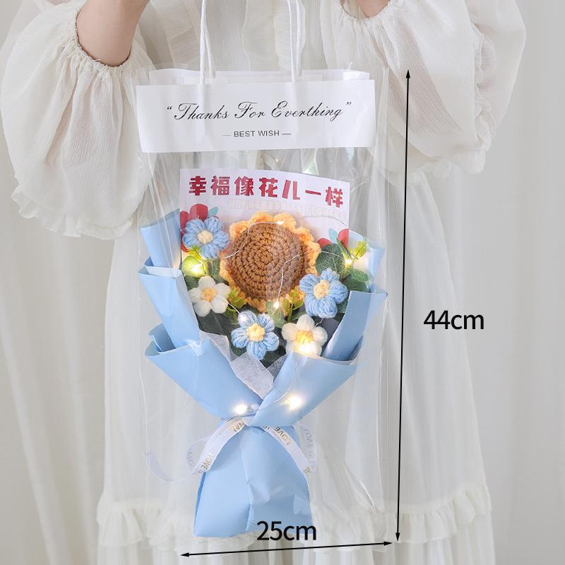 Crochet Flowers Sunflower Graduation Flower Hand Knitted Eternal Flower Wedding Gift Teacher s Day Gift as show