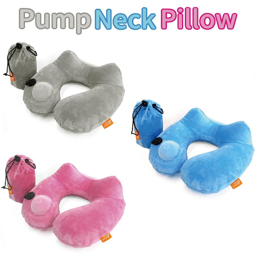 Vanguard Neck Pillow, Air Pillow, Travel Pillow, Pump-Operated, Adjustable Height, with Headrest, Compact, Storage Pouch, Convenient for Airplane