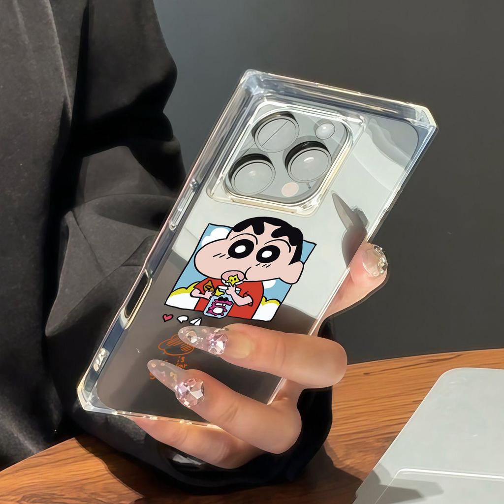 Clear Square Back Tube Case Protection For iPhone 15 Plus 13 12 11 14 Pro Max 16 ProMax Anti-Oxygen,Cute Shin Pattern Casing