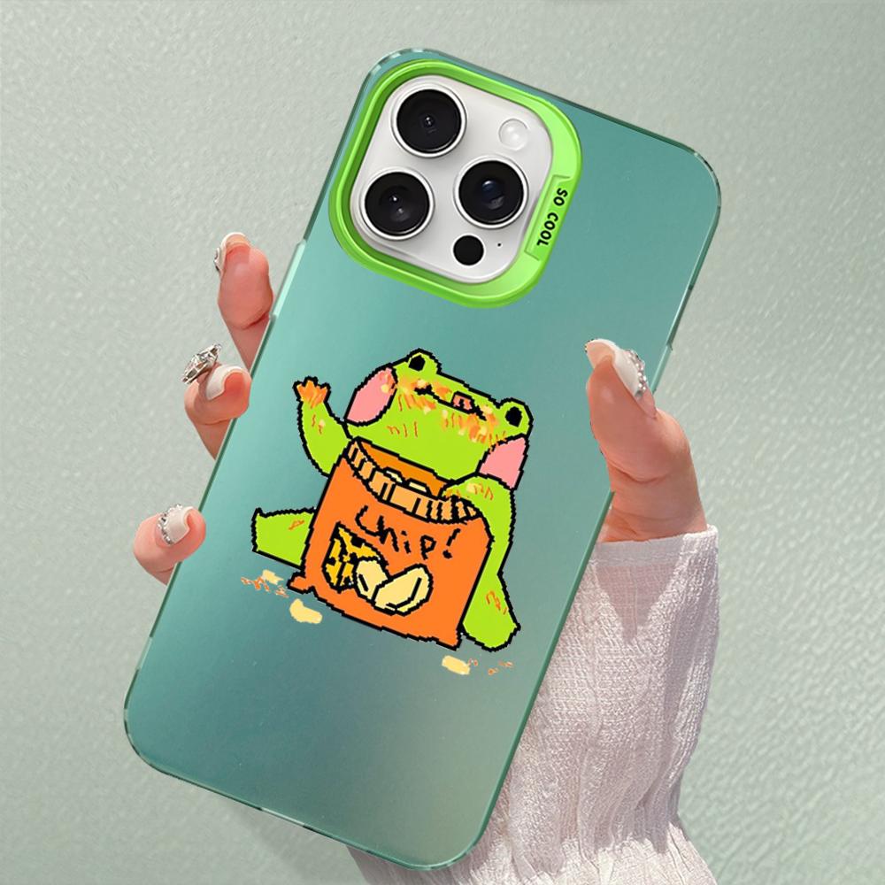 

Мультяшный рисунок лягушки Чехол для телефона Для iPhone 16 15 14 13 12 11 Pro Max X XR XSMAX 8 7 Plus Матовый Ударопрочный Задняя крышка iPhone 13 mini