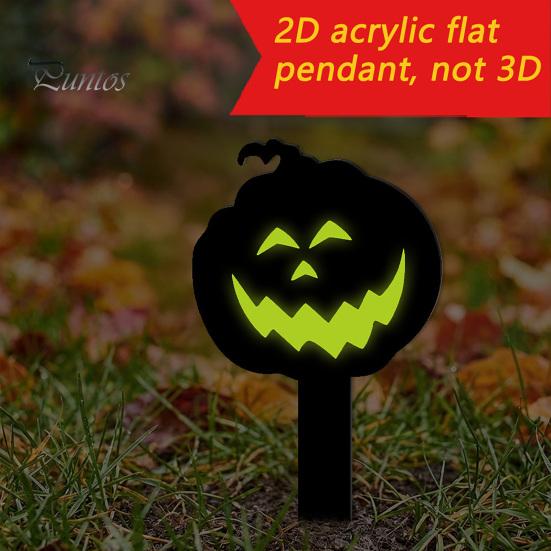 Festive Halloween Holiday Decor Pumpkin Yard Sign with Stake, Glow In The Dark Reusable Garden Spooky Silhouette Stake for Outside Patio Lawn Stakes