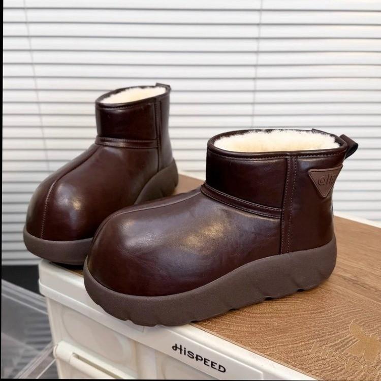 Small yellow dolphin thick-soled one-pedal fat-headed snow boots casual versatile velvet thickened 2025 winter warm women's shoes