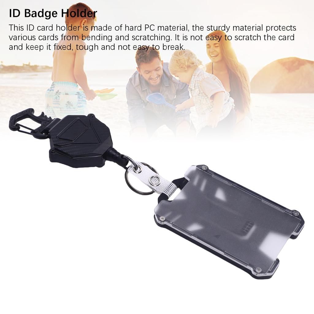 2PCS Retractable Badge Holder Bottle Opener Keychain PC ID Card Holder with Stainless Steel Cord