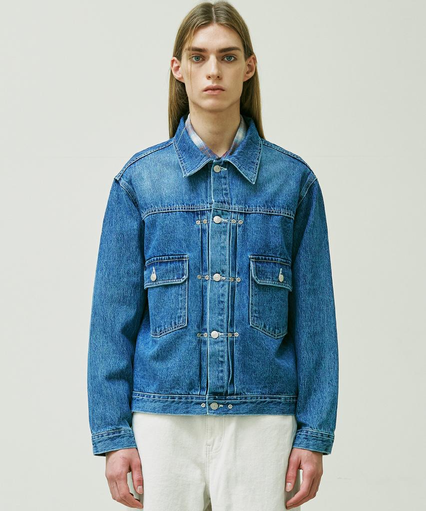 Knd Rivet 2Nd Type Washed Denim Trucker Jacket Blue