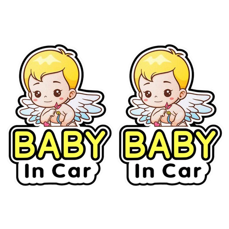 Cupid Baby In Car Sticker Cartoon Angel Design Waterproof PVC Decal Vehicle Safety Warning Sign for Car Window