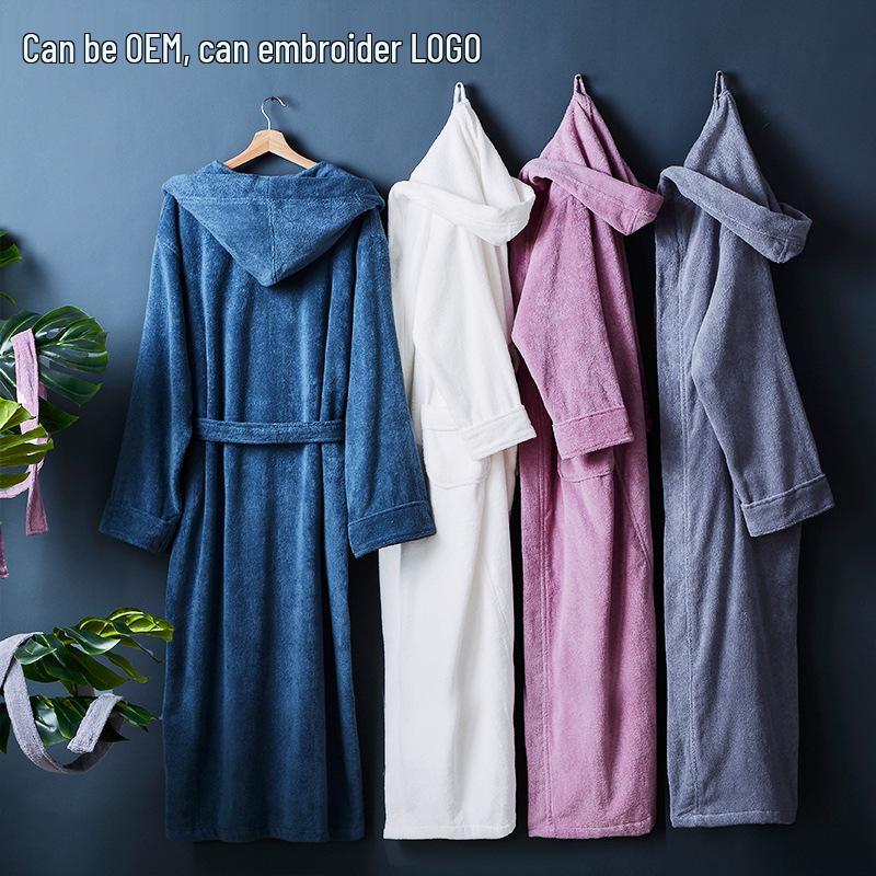 

Cozy Winter Hooded Cotton Bathrobe for Couples - Thick, Absorbent, and Long M