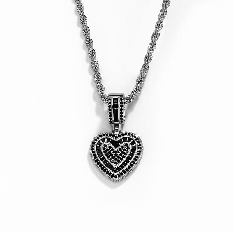 YYN European American Niche Gold-Plated Heart Zircon Hip-Hop Rope Chain Sweater Necklace for Women