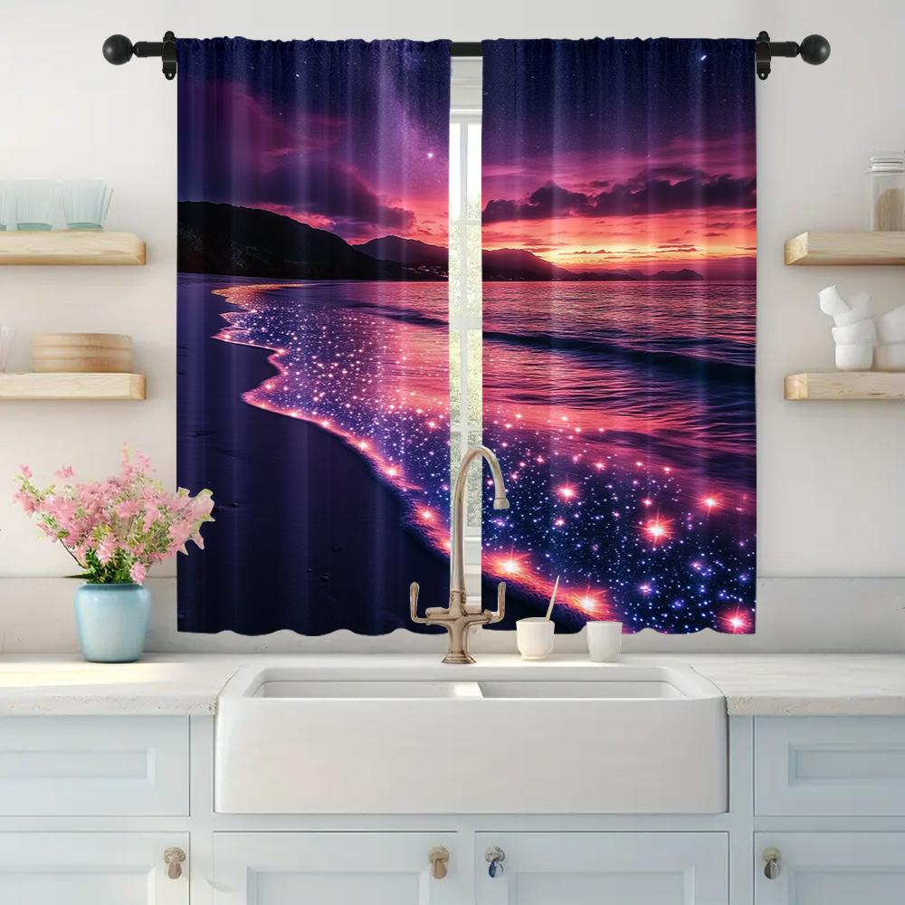 2pc, Drapes Purple 2 Machine Washable Fabric,Without Electricity summer party decorations Use for Bedroom living room