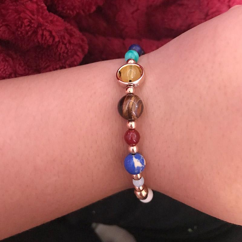 Bracelet tissé à la mode, bijoux solaires planètes galaxie