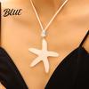 Starfish Holiday Necklace Resin Pendant Adjustable String Seaside Themed Jewelry