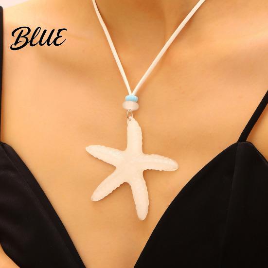 Starfish Holiday Necklace Resin Pendant Adjustable String Seaside Themed Jewelry