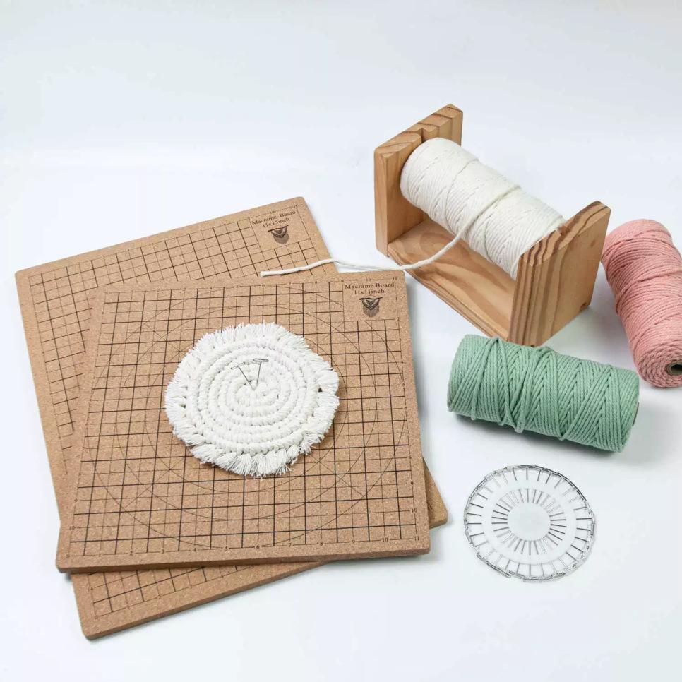 Cross-Border Macrame Cork Board: Handmade Wool & Wood Weaving Pad