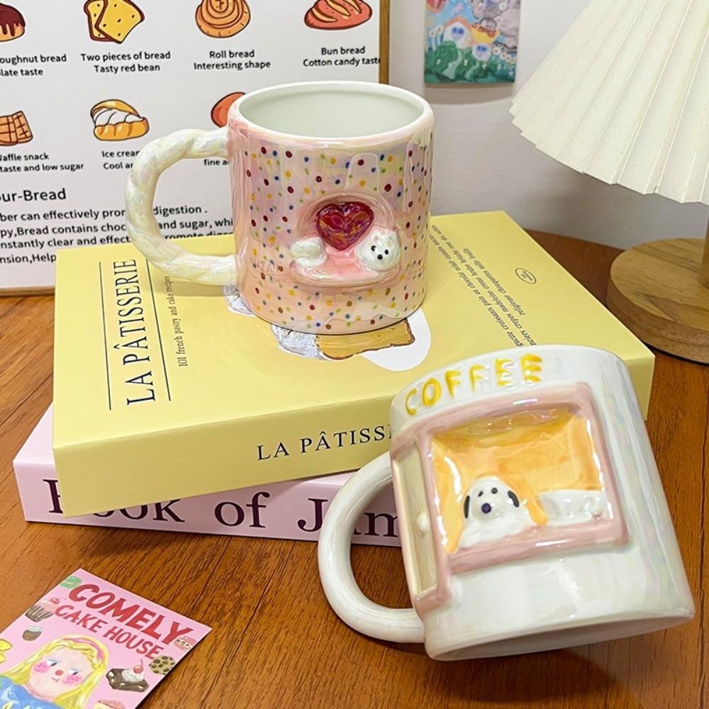 320 ml Puppy Ceramic Milk Cup Pearlescent Tea Cup Water Cup Coffee Mug Valentine's Day Present