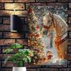 HD Metal Tin Sign Christmas Horse Snowman Scene Metal Wall Art Vintage Winter Holiday Decor for Home