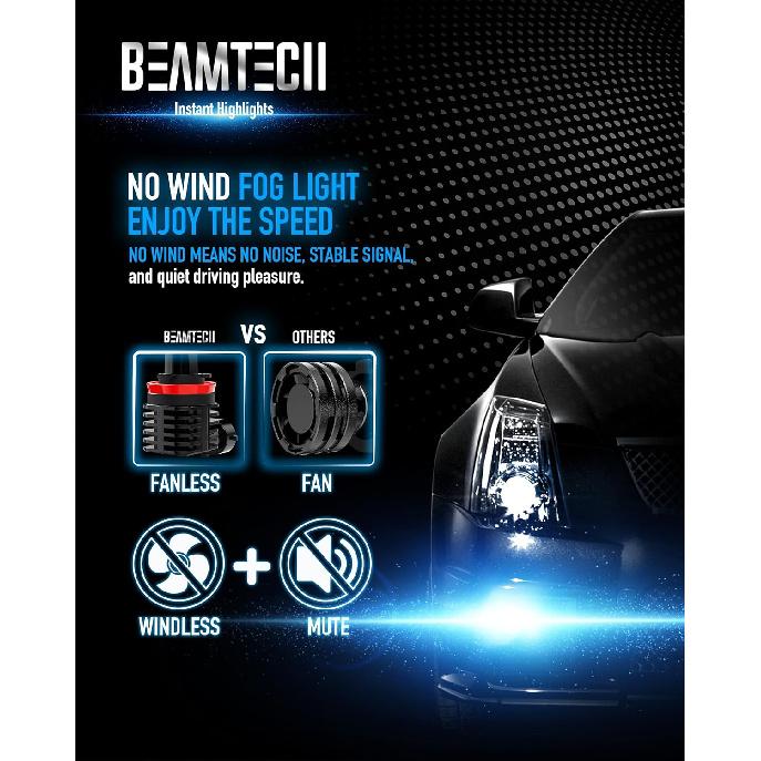BEA 9005 H11 Bulbs, Fanless In Line HB3 H8 H9 Fog Light Bulb 6500K Xenon White Fog Light Of 4