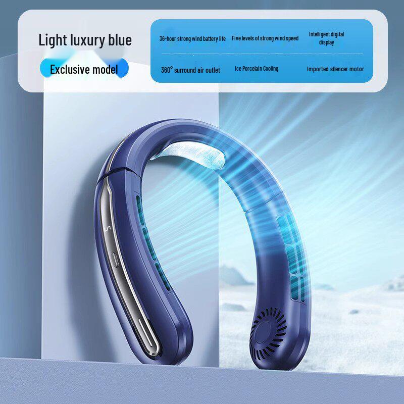 2025 Lazy Neck Fan: USB Rechargeable, 100-Speed, Bladeless, Ice Ceramic Cooling