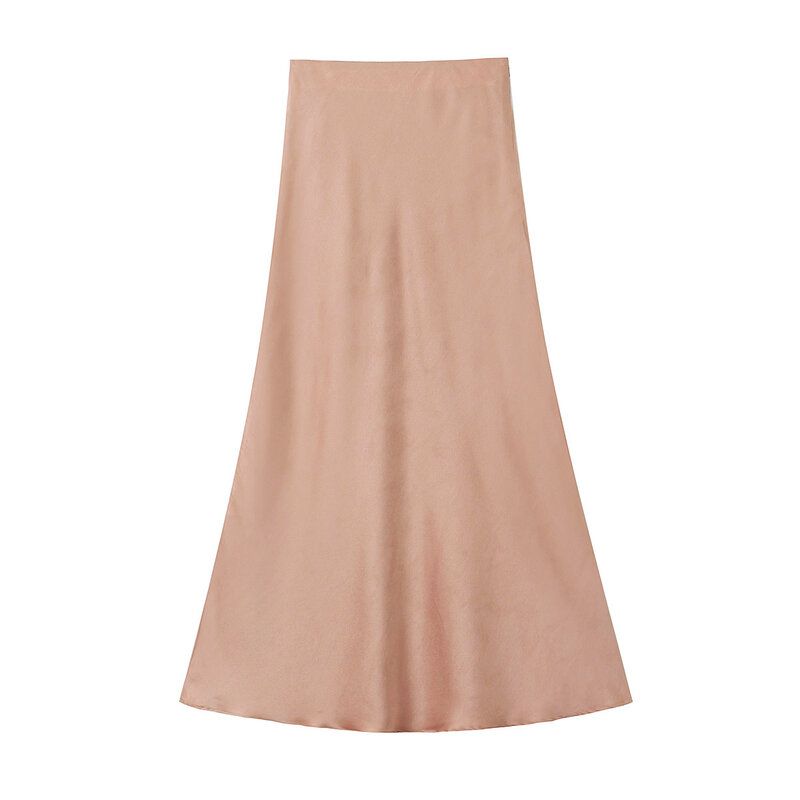 Fashion Style 2024 Summer New Arrival Women's Clothing Fashion Pure Color Silk Satin Texture Midi Skirt Skirt 8534626