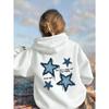 Used-Look Denim Fünfzackstern Aufdruck Kapuzenpullover Einfach Lässig Kinder Langarm Pullover