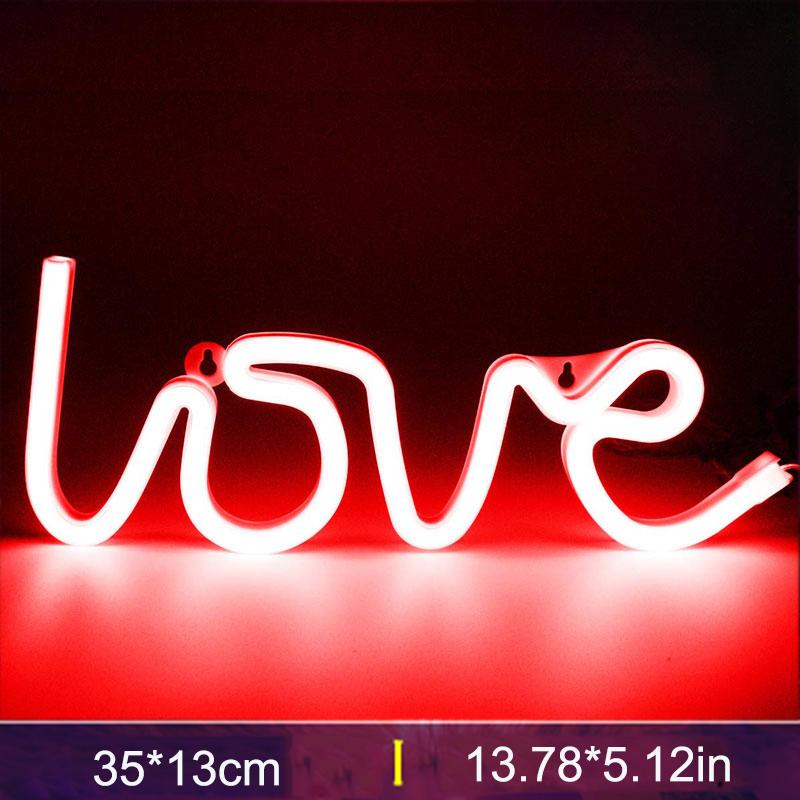 

Neon Night Light Usb Love Sign Led Lights 3D Art Romantic Night Lights Lamp For Bedroom Wall Neon Led Strip Flexible Battry USB Plug красный