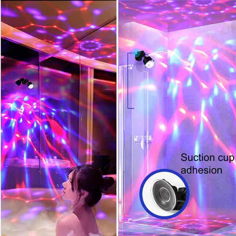 Mini USB LED Atmosférická Lampa do Auta s RGB Automatickou Rotací, Disko Noční Světlo na Pódium pro Auto, Vánoční Dekorace, KTV, Domácí Párty, Bar