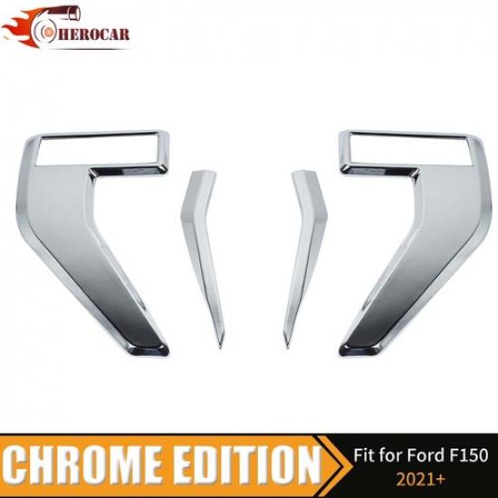 + Ford F150 Chrome Front Fender Side Vent Decor Cover Trim For Accessories | Adhesive | Painted | Left Drilling Required