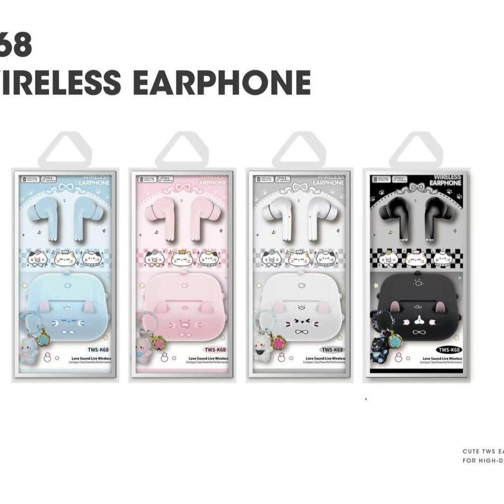 New TWS-K68 True Wireless Bluetooth 5.4 Earphones with Cartoon Animal Charging Case