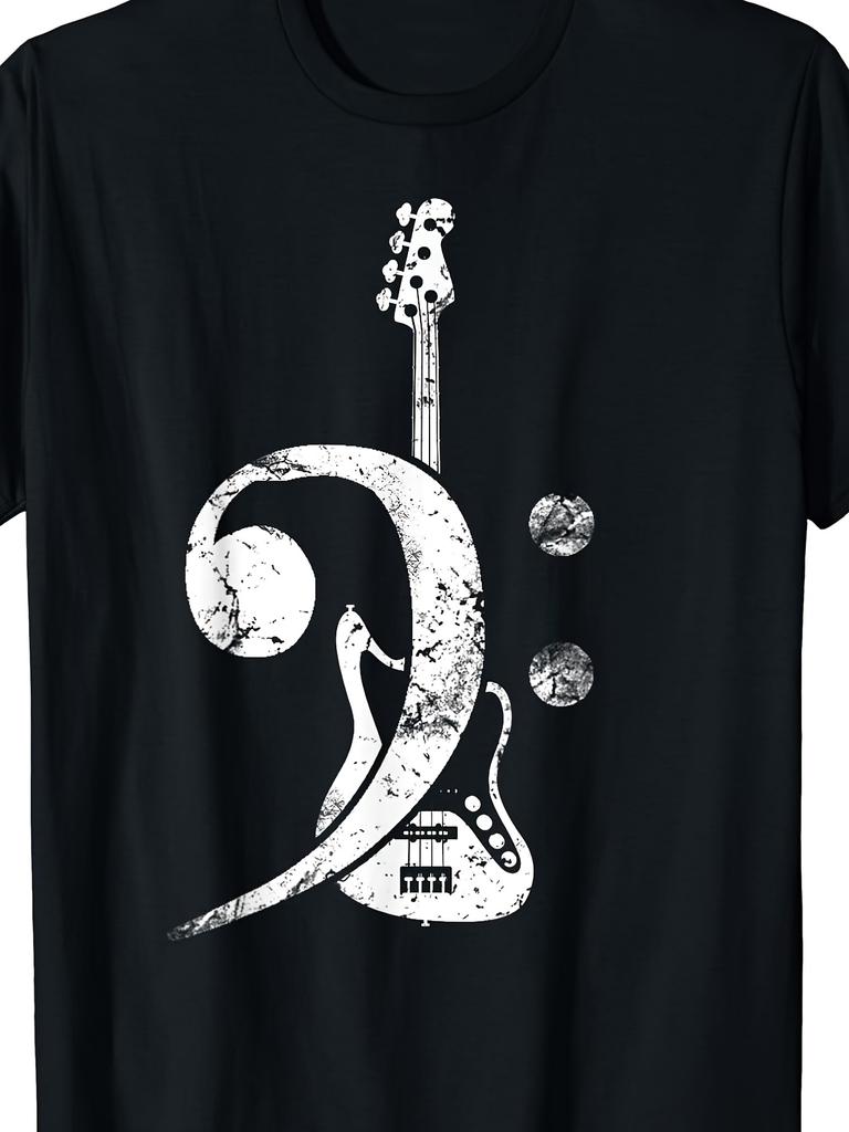 Bass Clef Guitar Vintage Retro T-shirt