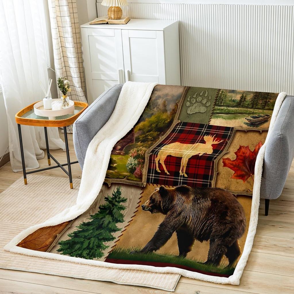 GUOYU Blanket Cute Gnomes Throw Blanket Purple Vine Flower Butterfly Blanket for Couch Sofa Lavender Bouquet Bed Blanket for Kids Boys Girls