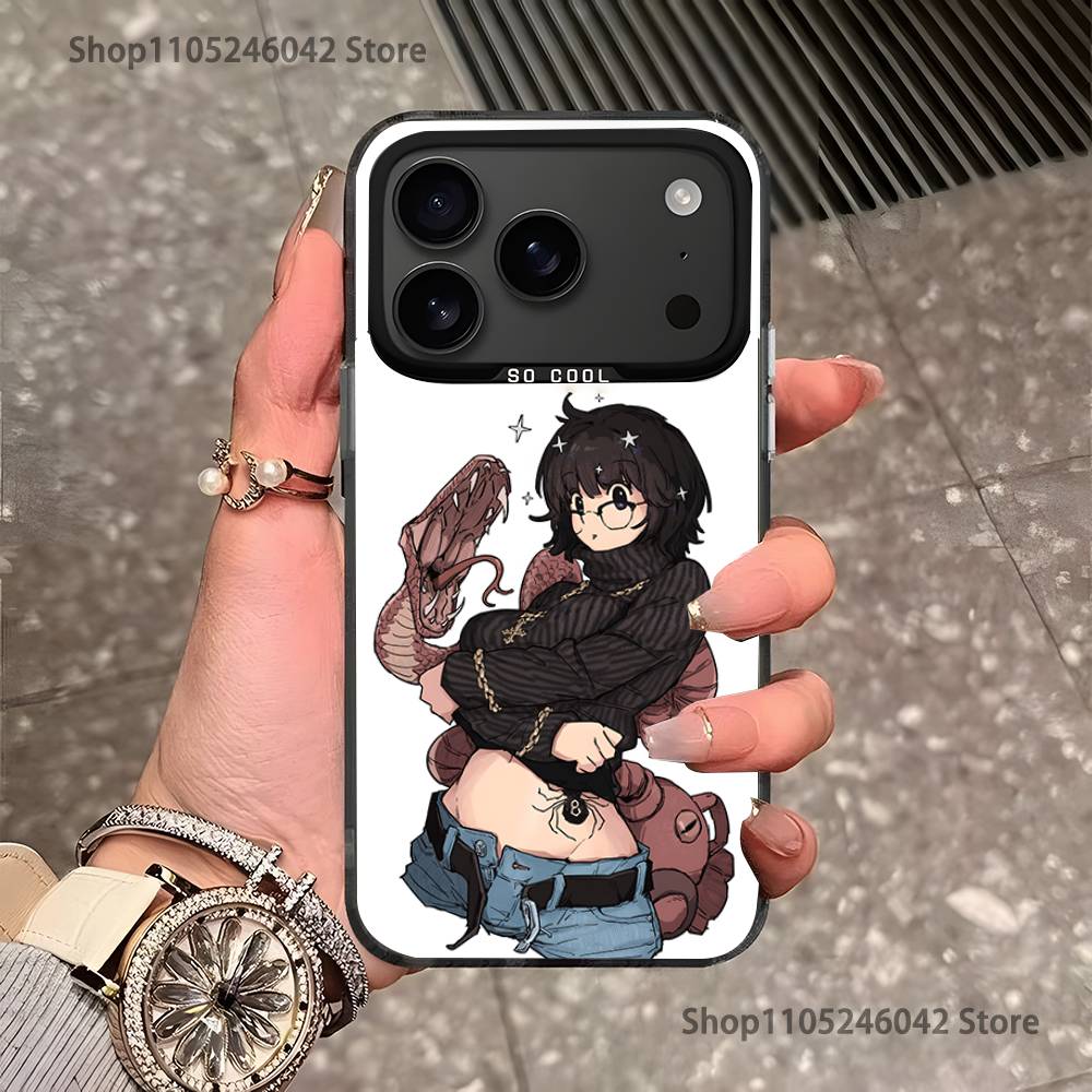 H-HunterS S-ShizukuS Black Matte Shockproof CoverPhone Case For iPhone 17,16,15,14,13,12,11,Pro,Max,Plus