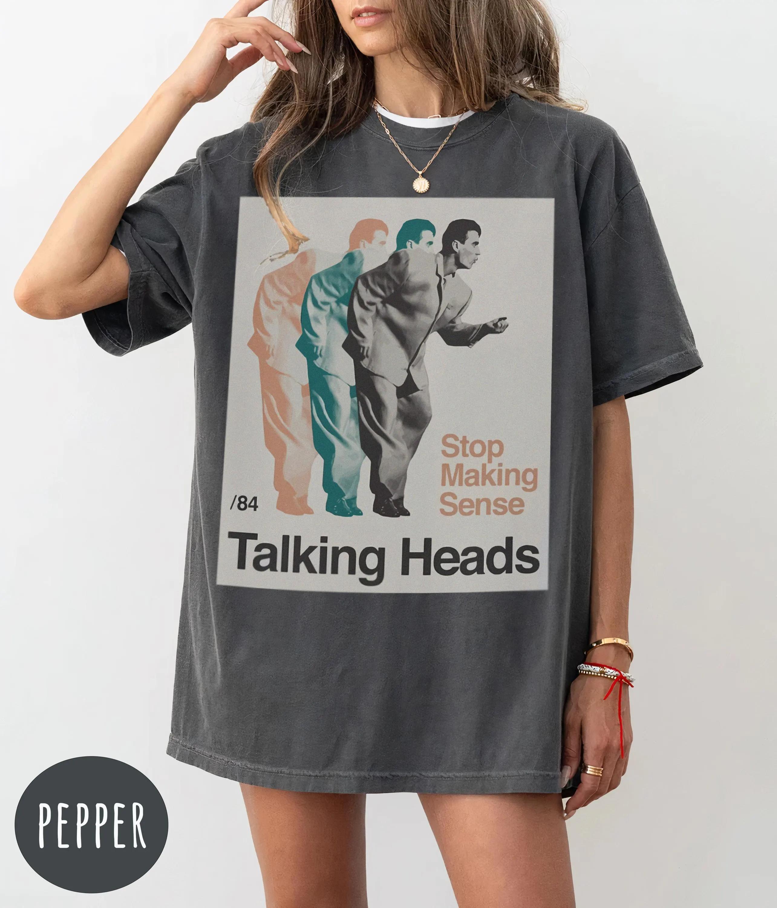 

Plus Size Summer Womens Vintage Talking Heads TShirt Cotton Breathable Stylish Versatile Street Style Oversized XL