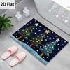 Christmas Tree Doormat Three Colorful Trees Blue Snow Welcome Mat Non Slip Soft Flannel Floor Rug for Front Door Entryway