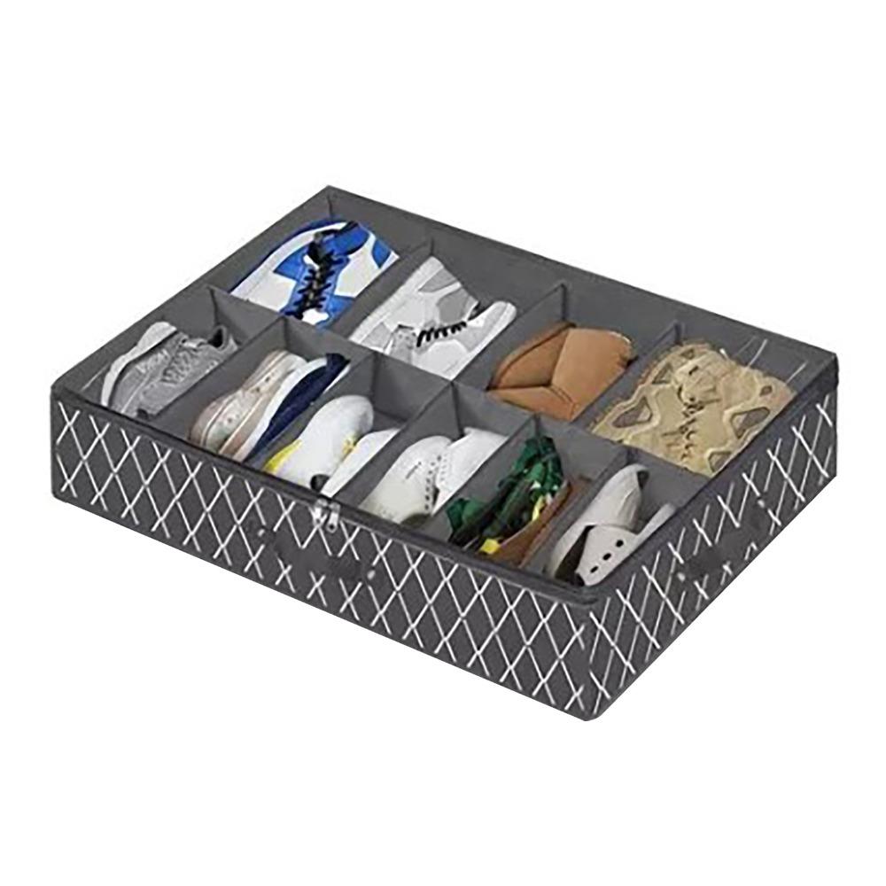 Adjustable Underbed Storage Containers Multi-Grid Design Foldable Under Bed Shoe Storage Non-Woven Fabric With Lids