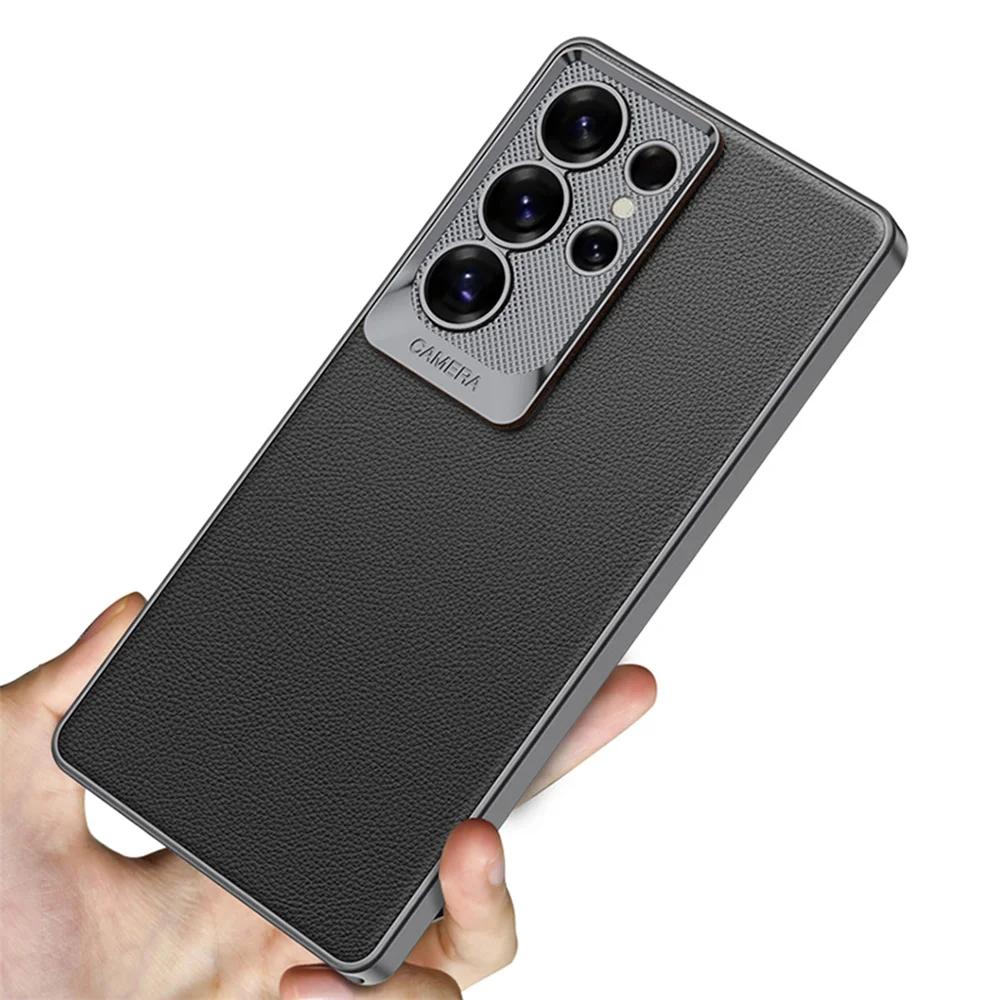 Electroplate Leather Cases for Galaxy S25 Ultra Phone Case for Samsung Galaxy S25 Ultra Shockproof Hard Shell Protective Cover