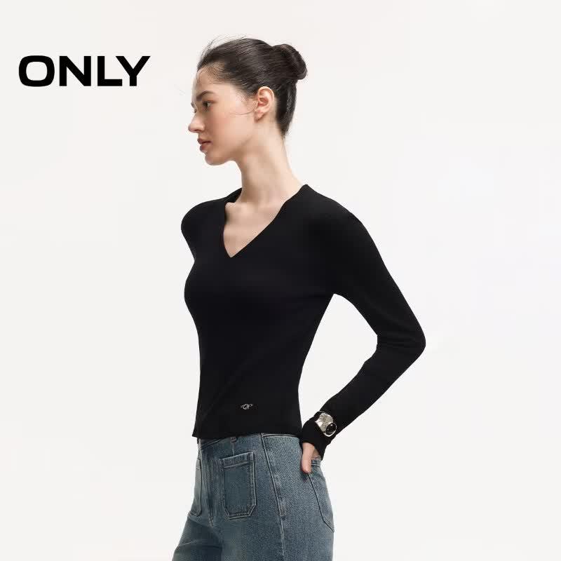 ONLY 2026 Women s V-Neck Slim Fit Long Sleeve T-Shirt S